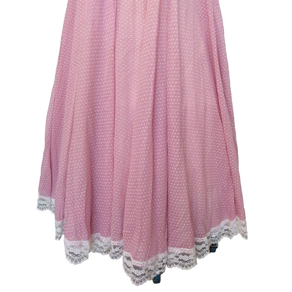 Gunne Sax Pink Swiss Dot Maxi Dress Size XS 5 Calico Vintage 70s Prairie - Picture 5 of 10
